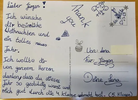 Die Rckseite einer Dnakeskarte von Lena