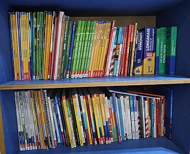 Ein Bücherregal mit vielen Fachbüchern aus unterschiedlichen Fächern